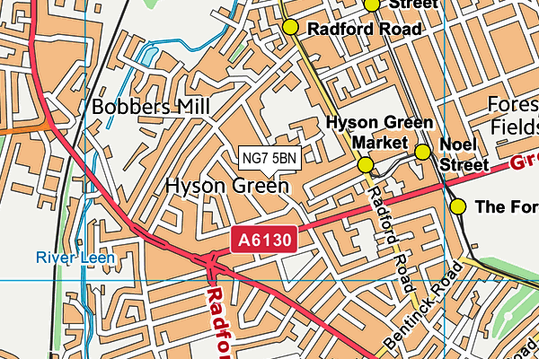 NG7 5BN map - OS VectorMap District (Ordnance Survey)