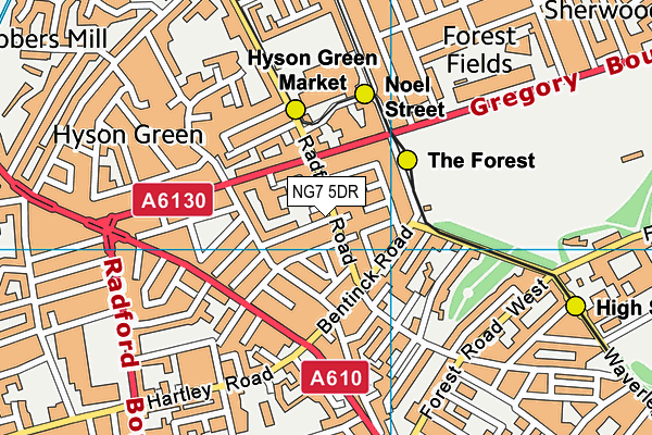 NG7 5DR map - OS VectorMap District (Ordnance Survey)