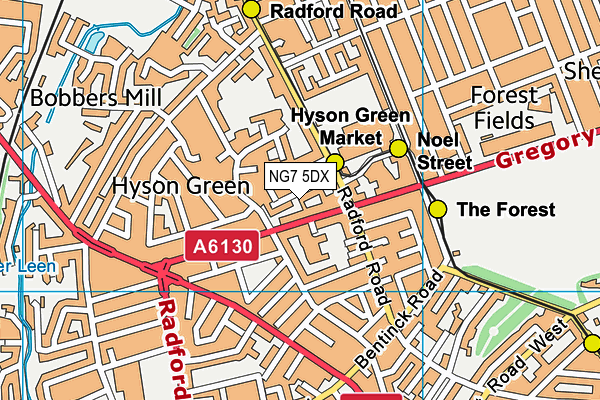 NG7 5DX map - OS VectorMap District (Ordnance Survey)