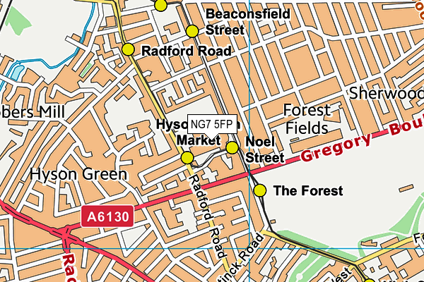 NG7 5FP map - OS VectorMap District (Ordnance Survey)