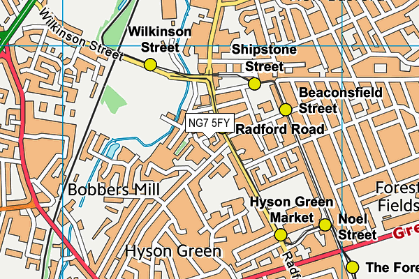 NG7 5FY map - OS VectorMap District (Ordnance Survey)