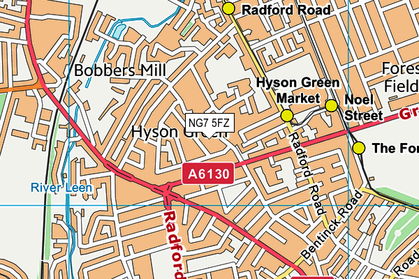 NG7 5FZ map - OS VectorMap District (Ordnance Survey)