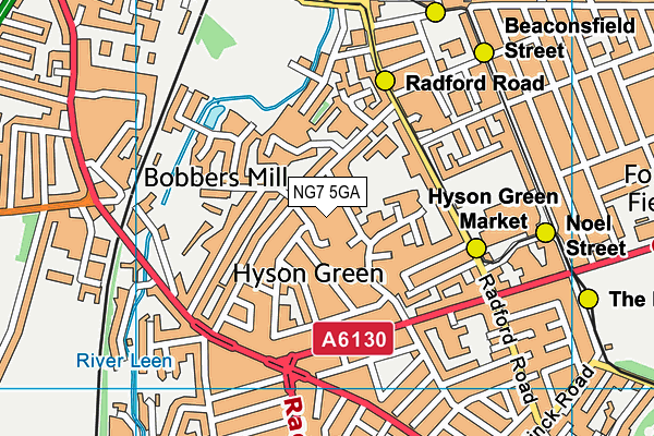 NG7 5GA map - OS VectorMap District (Ordnance Survey)