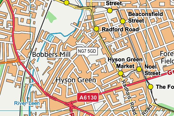 NG7 5GD map - OS VectorMap District (Ordnance Survey)