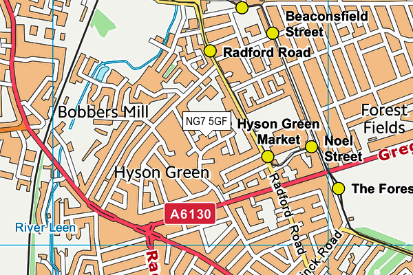 NG7 5GF map - OS VectorMap District (Ordnance Survey)