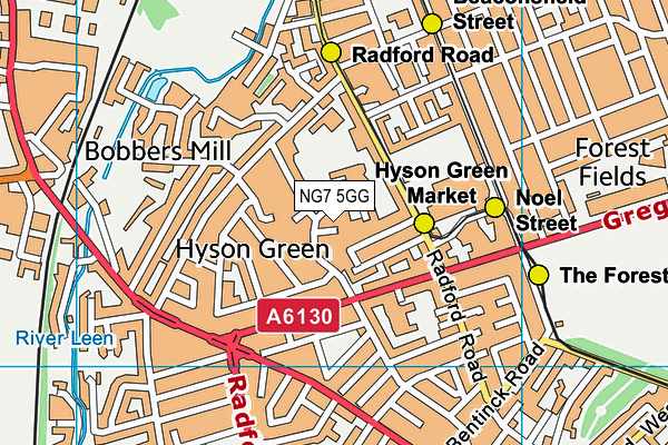 NG7 5GG map - OS VectorMap District (Ordnance Survey)