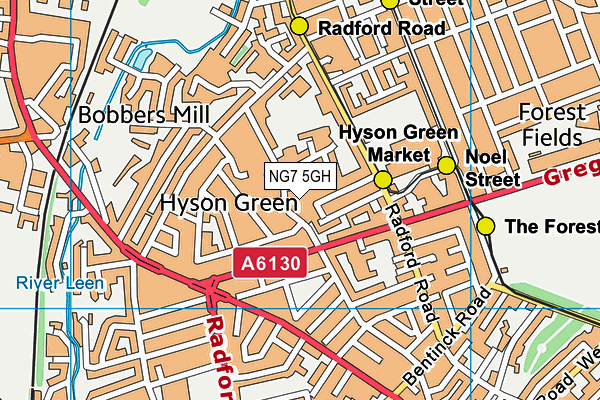 NG7 5GH map - OS VectorMap District (Ordnance Survey)