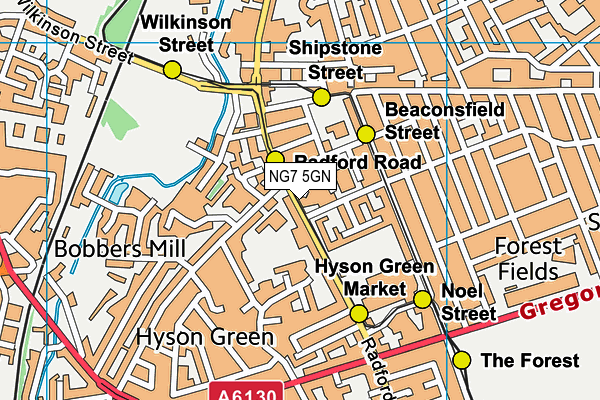 NG7 5GN map - OS VectorMap District (Ordnance Survey)