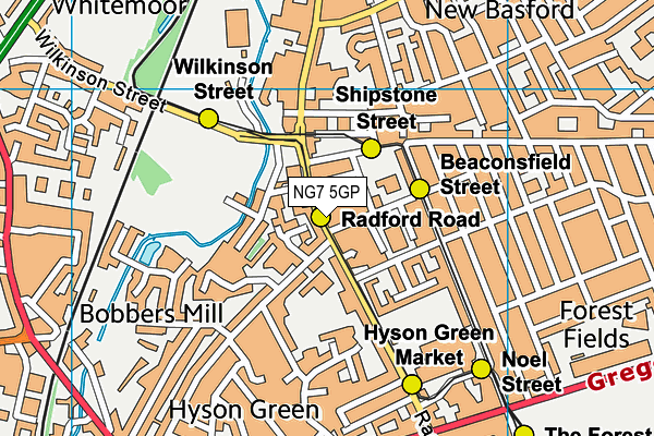 NG7 5GP map - OS VectorMap District (Ordnance Survey)