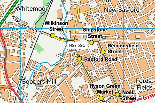 NG7 5GQ map - OS VectorMap District (Ordnance Survey)