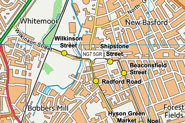 NG7 5GR map - OS VectorMap District (Ordnance Survey)