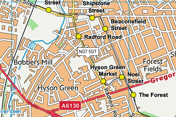 NG7 5GT map - OS VectorMap District (Ordnance Survey)