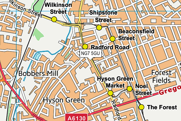 NG7 5GU map - OS VectorMap District (Ordnance Survey)