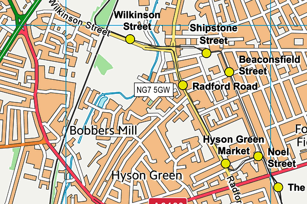NG7 5GW map - OS VectorMap District (Ordnance Survey)