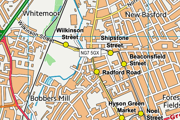 NG7 5GX map - OS VectorMap District (Ordnance Survey)