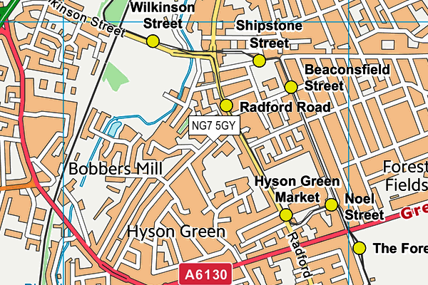 NG7 5GY map - OS VectorMap District (Ordnance Survey)