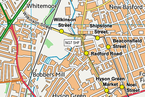 NG7 5HF map - OS VectorMap District (Ordnance Survey)