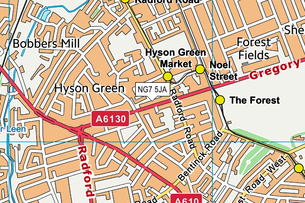 NG7 5JA map - OS VectorMap District (Ordnance Survey)