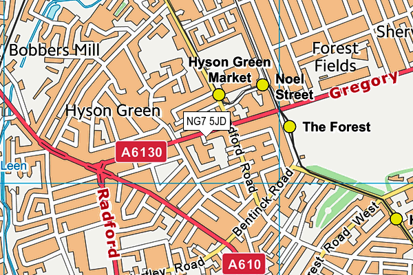 NG7 5JD map - OS VectorMap District (Ordnance Survey)