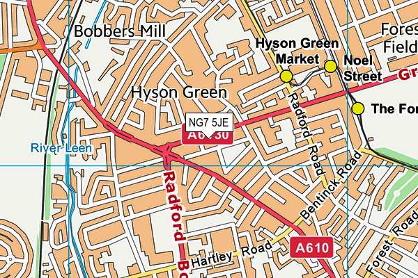 NG7 5JE map - OS VectorMap District (Ordnance Survey)