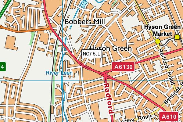 NG7 5JL map - OS VectorMap District (Ordnance Survey)