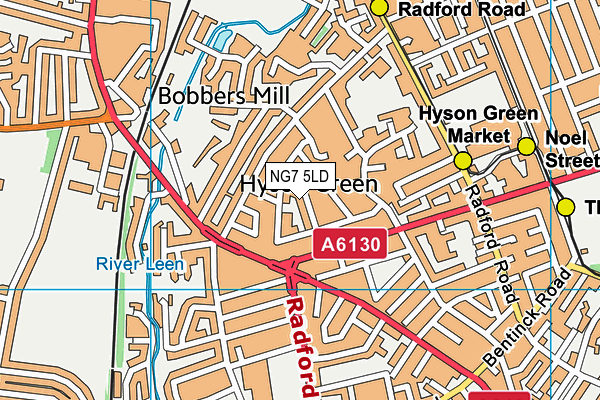 NG7 5LD map - OS VectorMap District (Ordnance Survey)