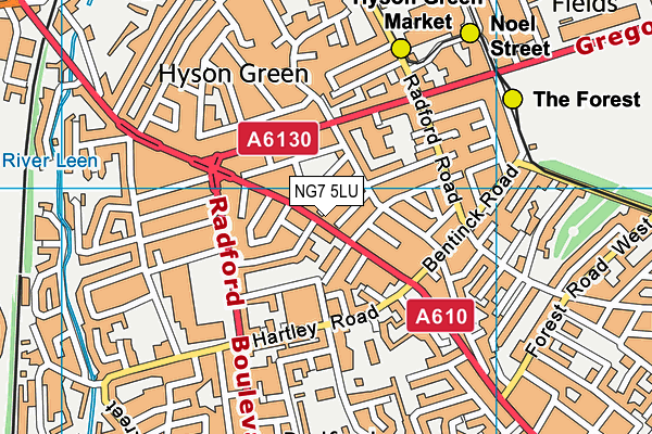 NG7 5LU map - OS VectorMap District (Ordnance Survey)