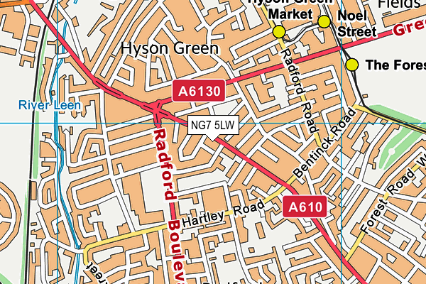 NG7 5LW map - OS VectorMap District (Ordnance Survey)