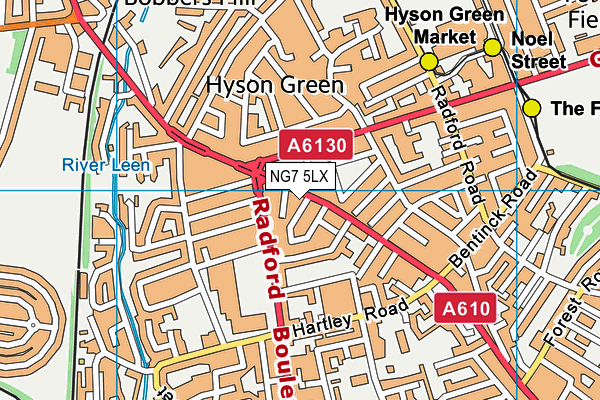 NG7 5LX map - OS VectorMap District (Ordnance Survey)