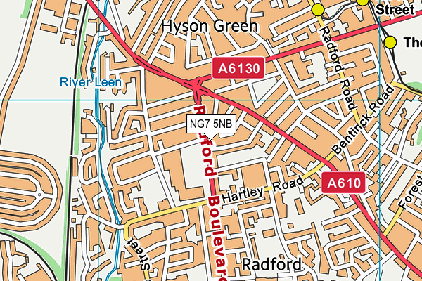 NG7 5NB map - OS VectorMap District (Ordnance Survey)