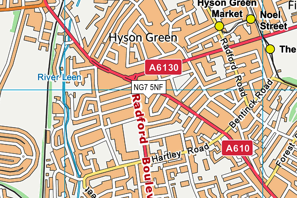 NG7 5NF map - OS VectorMap District (Ordnance Survey)