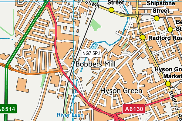 NG7 5PJ map - OS VectorMap District (Ordnance Survey)