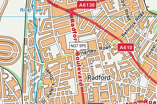 NG7 5PS map - OS VectorMap District (Ordnance Survey)