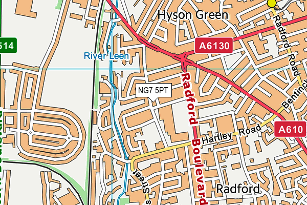 NG7 5PT map - OS VectorMap District (Ordnance Survey)