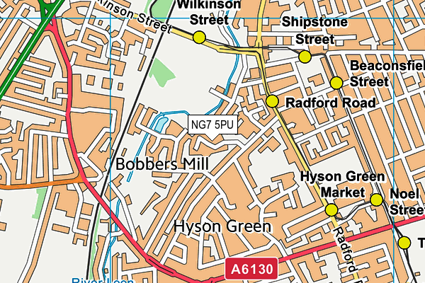 NG7 5PU map - OS VectorMap District (Ordnance Survey)