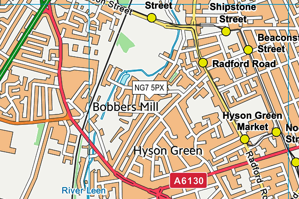 NG7 5PX map - OS VectorMap District (Ordnance Survey)