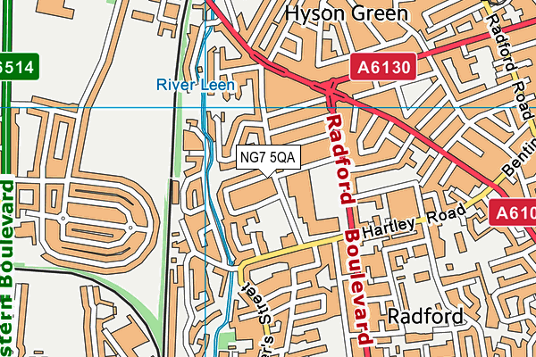 NG7 5QA map - OS VectorMap District (Ordnance Survey)