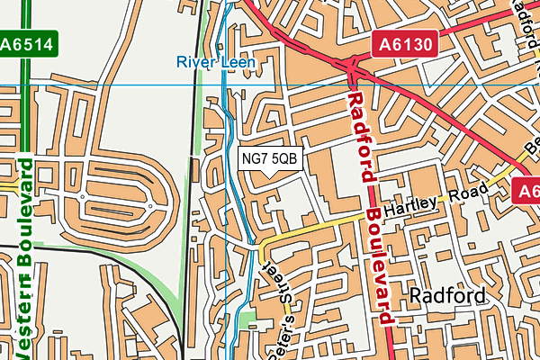 NG7 5QB map - OS VectorMap District (Ordnance Survey)