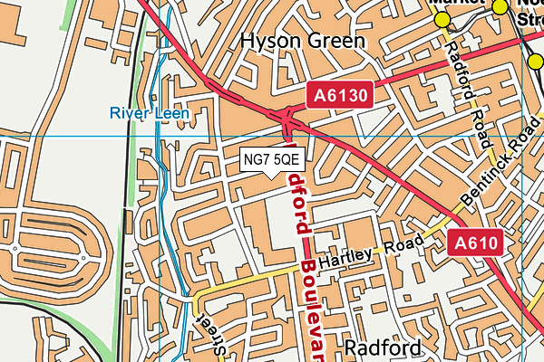 NG7 5QE map - OS VectorMap District (Ordnance Survey)