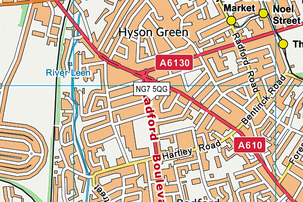 NG7 5QG map - OS VectorMap District (Ordnance Survey)