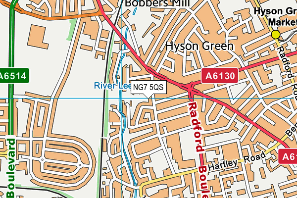 NG7 5QS map - OS VectorMap District (Ordnance Survey)