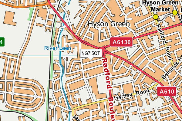 NG7 5QT map - OS VectorMap District (Ordnance Survey)