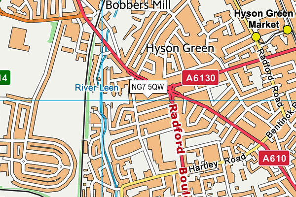 NG7 5QW map - OS VectorMap District (Ordnance Survey)