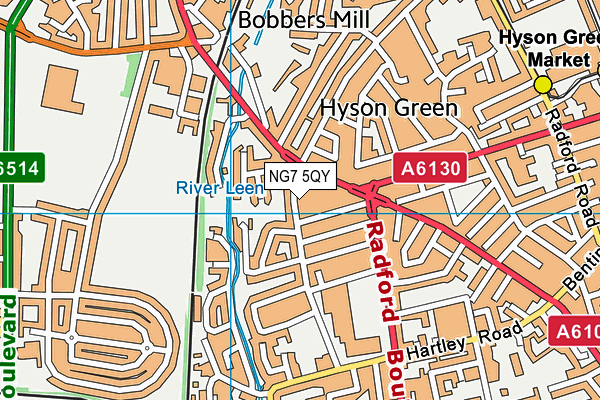 NG7 5QY map - OS VectorMap District (Ordnance Survey)