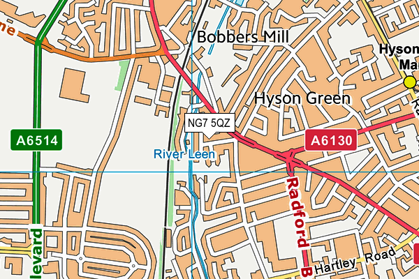 NG7 5QZ map - OS VectorMap District (Ordnance Survey)