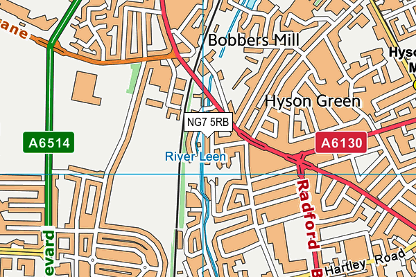 NG7 5RB map - OS VectorMap District (Ordnance Survey)