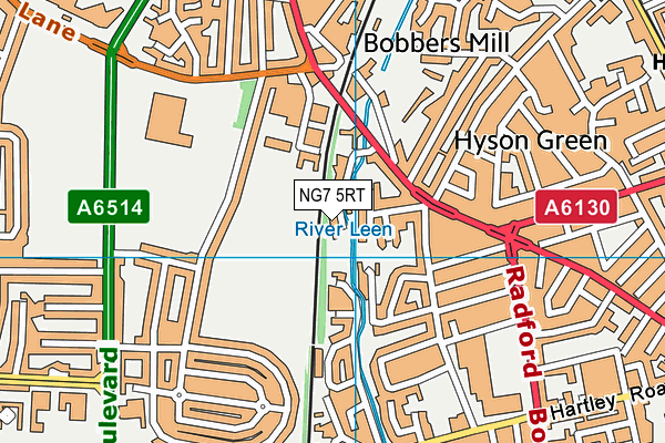 NG7 5RT map - OS VectorMap District (Ordnance Survey)