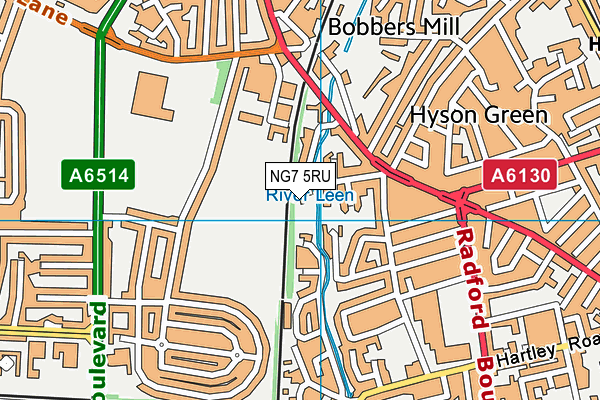 NG7 5RU map - OS VectorMap District (Ordnance Survey)