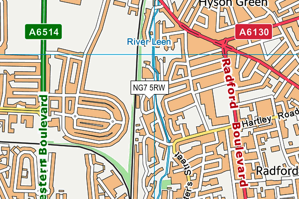 NG7 5RW map - OS VectorMap District (Ordnance Survey)