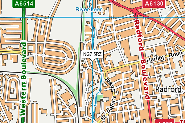 NG7 5RZ map - OS VectorMap District (Ordnance Survey)